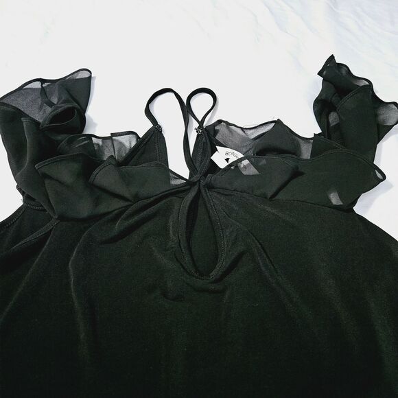 BCB Generation Womens Blouse Black Size Medium Polyester Blend Cold Shoulder - Picture 12 of 12